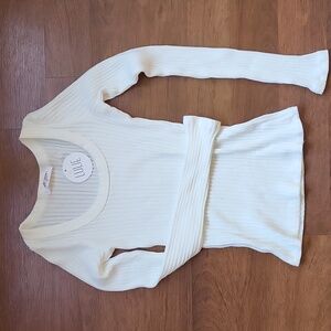 Project Social T Long Sleeved Ribbed Tee, White, Size Large